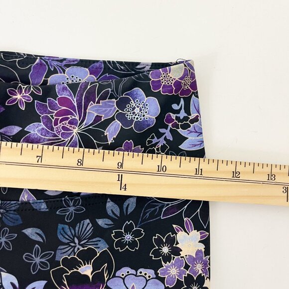 Dharma Bums Black & Purple Floral Athletic Leggings Yoga - Size Small - Picture 5 of 7